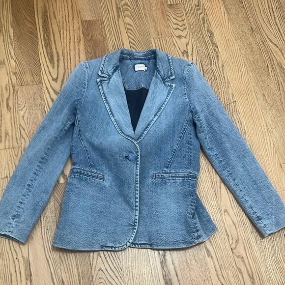 ALICE & OLIVIA DOUBLE BREASTED BUTTON CUFFED NWOT DEMIN BLAZER SIZE 12 - Picture 12 of 12